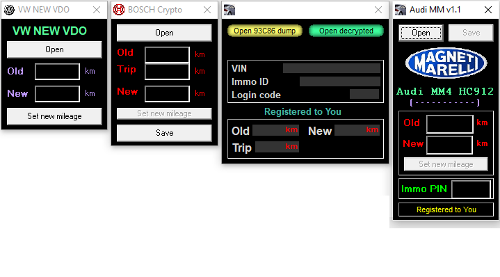 Audi VW set of Crypto Calculators Cluster EEPROM Destek Paketi