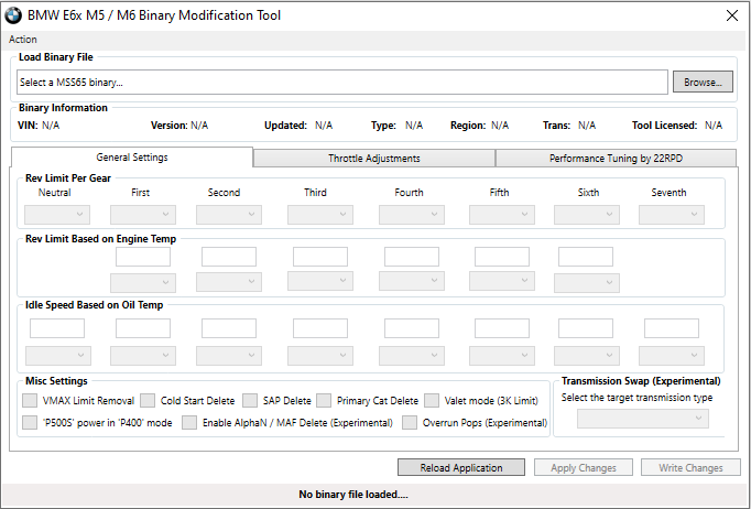 BMW E6x M5 & M6 Binary Modification Tool