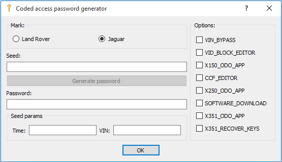 JLR Coded Access Password Generator Destek Paketi
