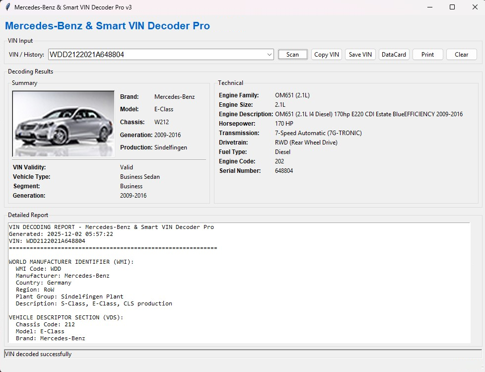 Mercedes & Smart VIN Datacard Decoder Tool v3.0.3 Destek Paketi
