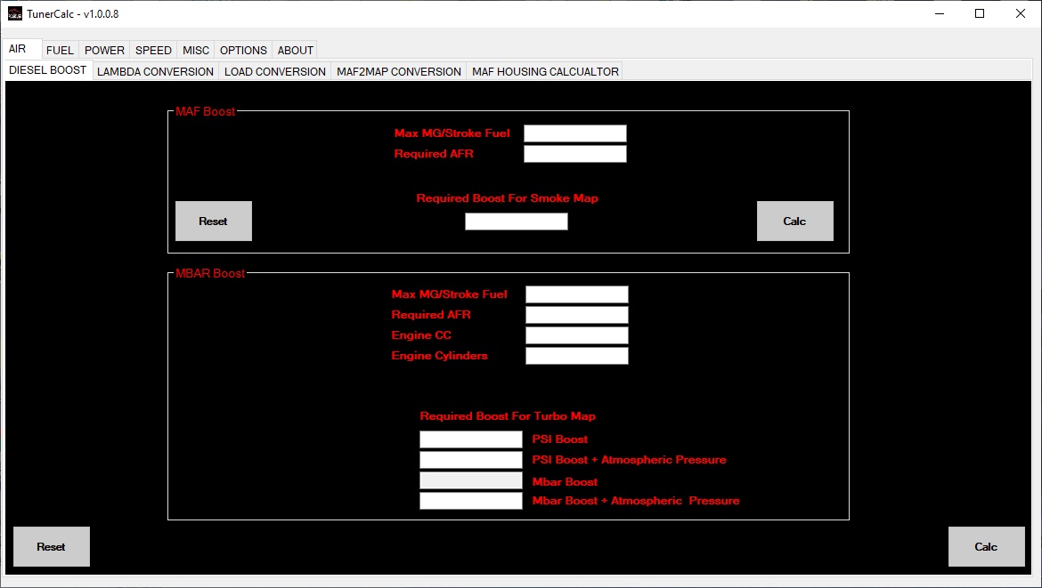 TunerCalc R - Professional Tuning Calculation Tool 1.0.0.8 Destek Paketi