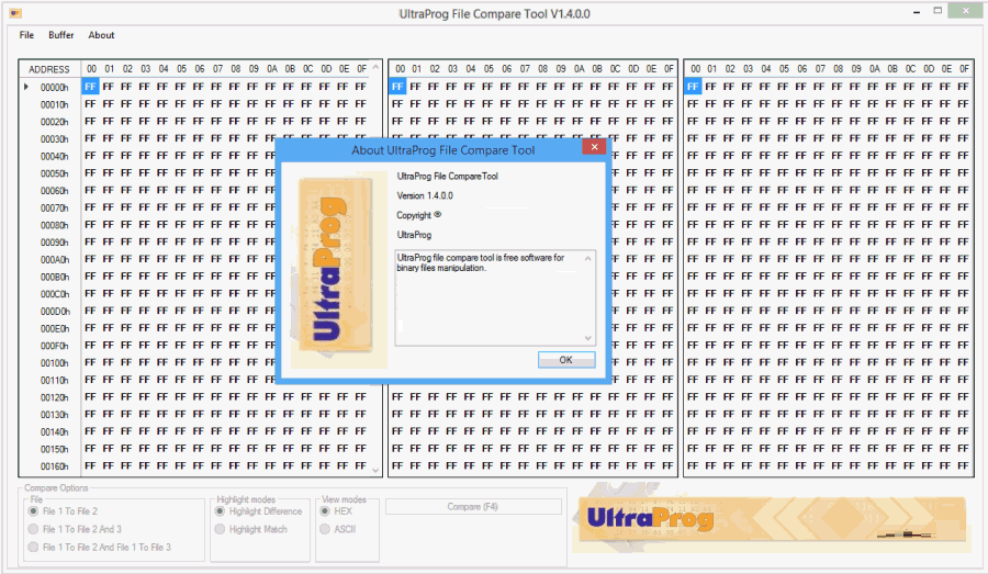 UltraProg File Compare Triple-pane HEX and ASCII Diff Destek Paketi