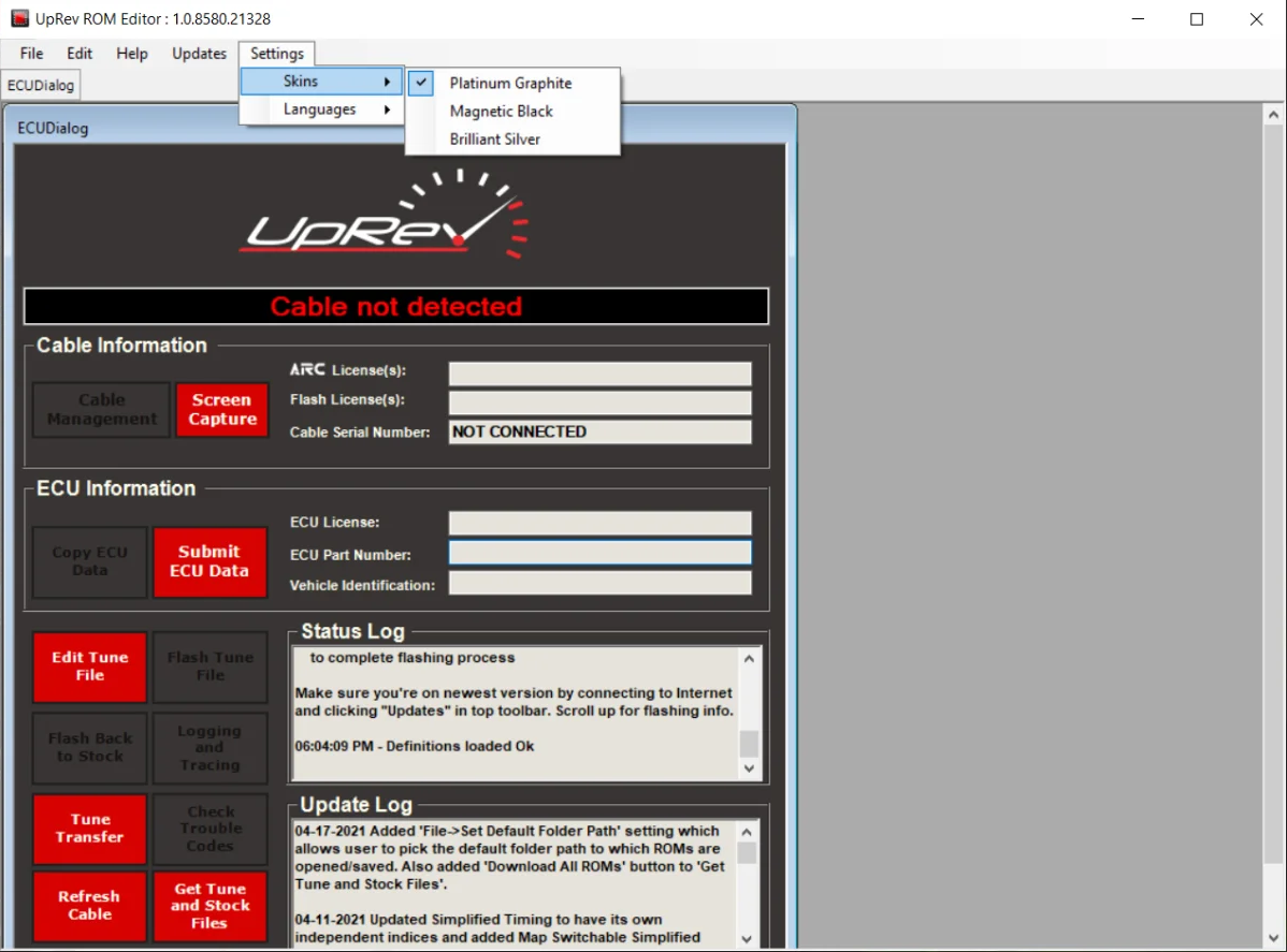 UpRev ROM Editor Nissan Infiniti Tuning Suite 1.0.8580 Destek Paketi