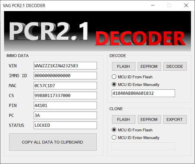 VAG PRC2.1 Decoder Destek Paketi