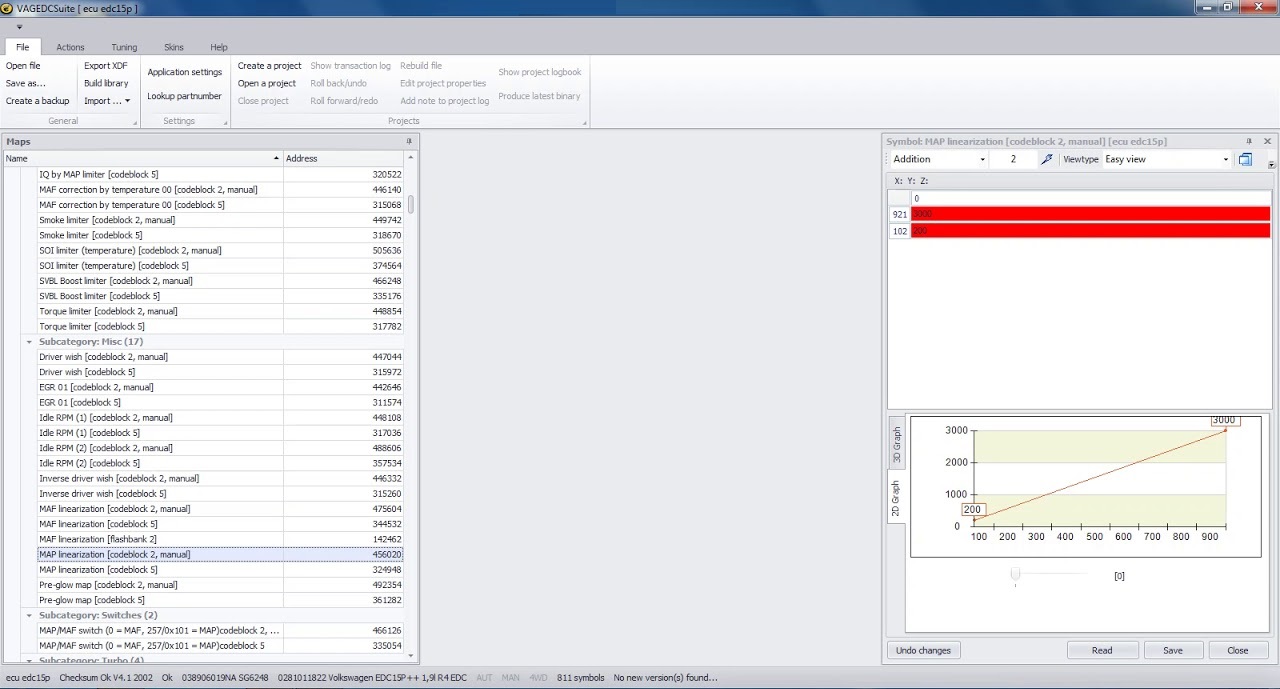 VAGEDCSuite VAG EDC15P Map Editor & Analysis Tool