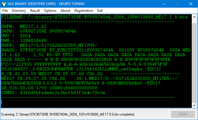 VBID - VAG Binary Identifier ECU File Scanner Destek Paketi