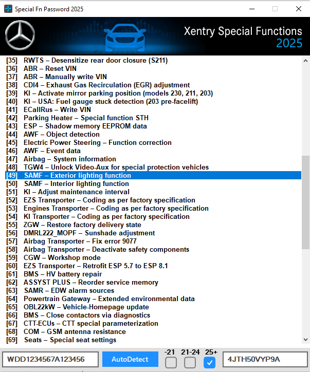 Xentry Special Function Password calculator 2025 Destek Paketi
